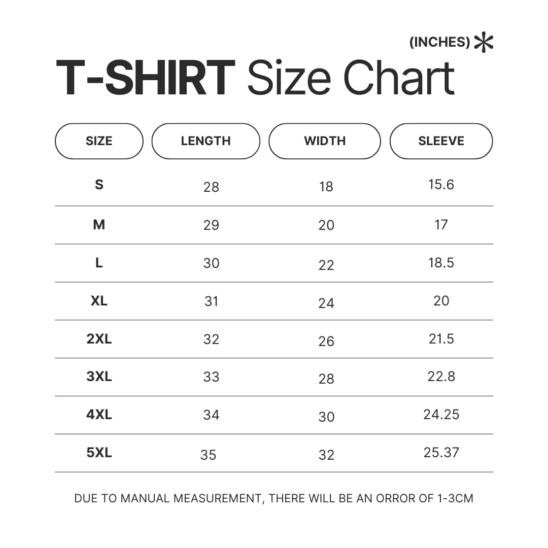 T shirt Size Chart - Nail Tech Gifts UK