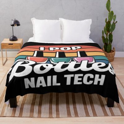 I Pop Bottles Nail Tech Throw Blanket